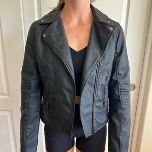 Faux leather black moto jacket